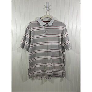 Sideout Men Large Gray Red Polo Shirt Short Sleeves 100% Cotton